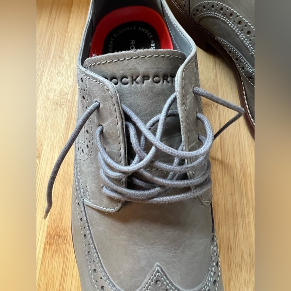 $125 - NWT Rockport Wingtip Oxford Shoes Mens 11M Grey - Picture 4 of 9